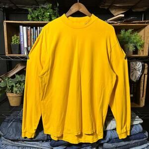 Vintage Y2K Nike Mock Neck Yellow Long Sleeve Shirt Athletic Tee Mens Large